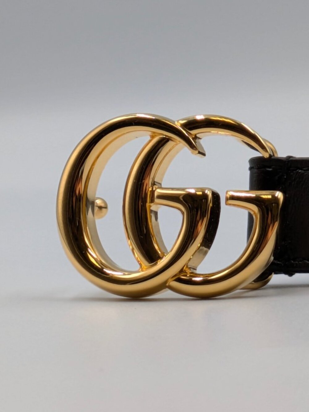 Gucci Women’s GG Marmont Plutone Calfskin W20mm Thin Belt Black 95cm 409417 - Picture 5 of 9